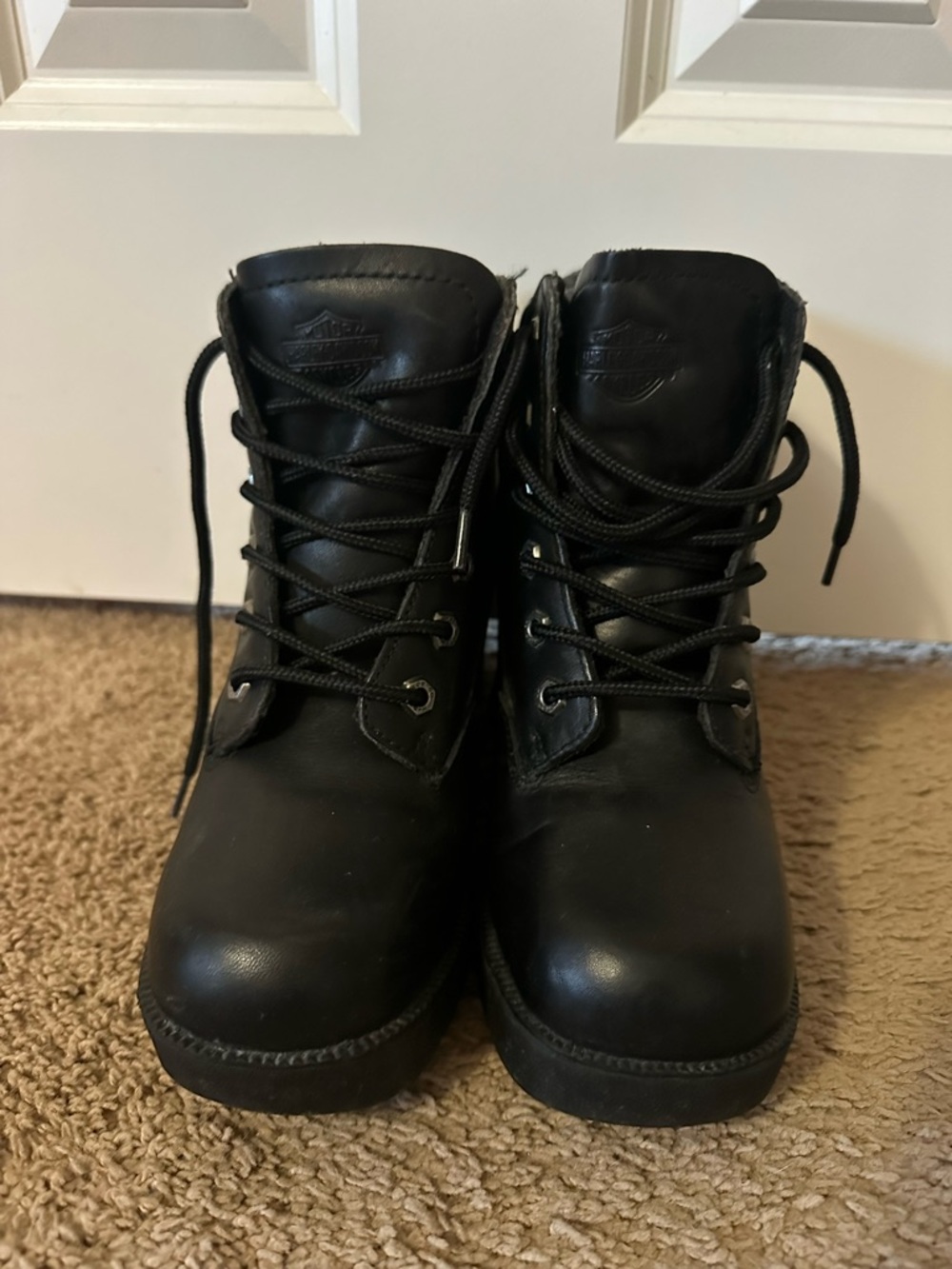 Harley-Davidson Women’s Size 7 Motorcycle Boots Black Boots Leather 82034 Lace